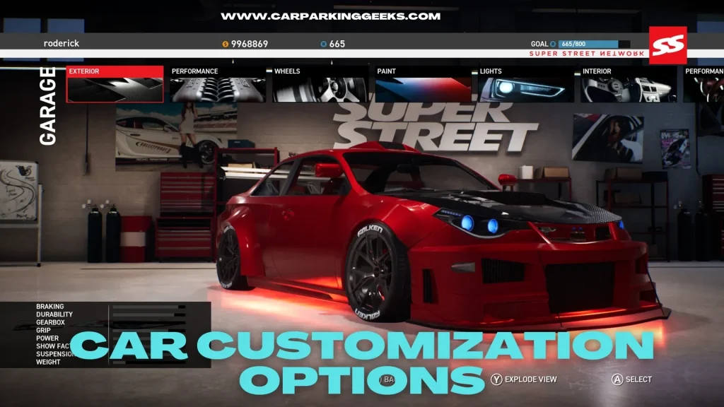Car Customization options